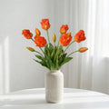 Kunstige papegøjetulipaner i vase – Orange papegøjetulipaner