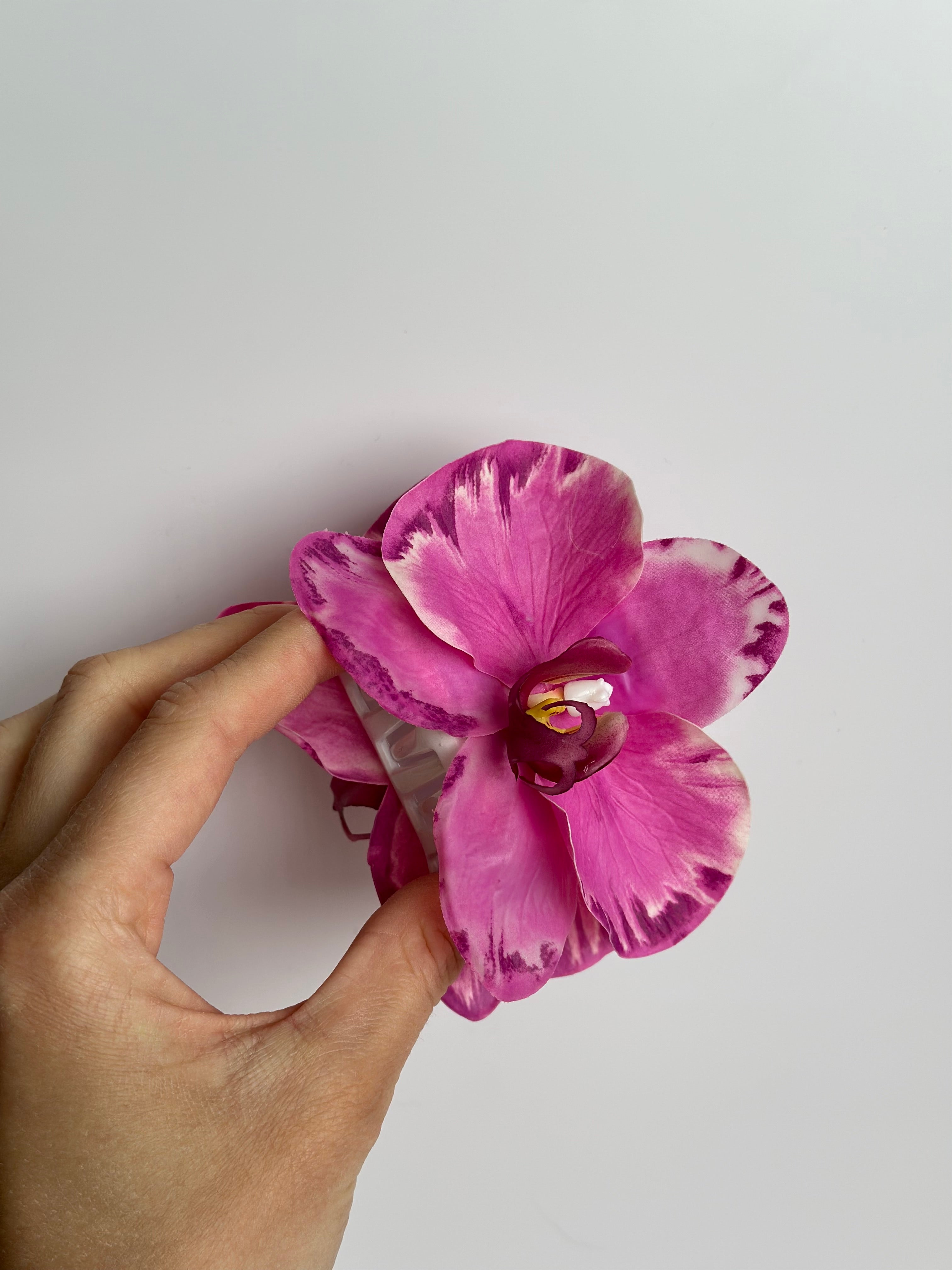Lyserød Orkidé Hårklemme – 5 cm Acetat