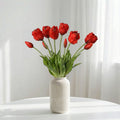 Kunstige papegøjetulipaner i vase – Røde papegøjetulipaner