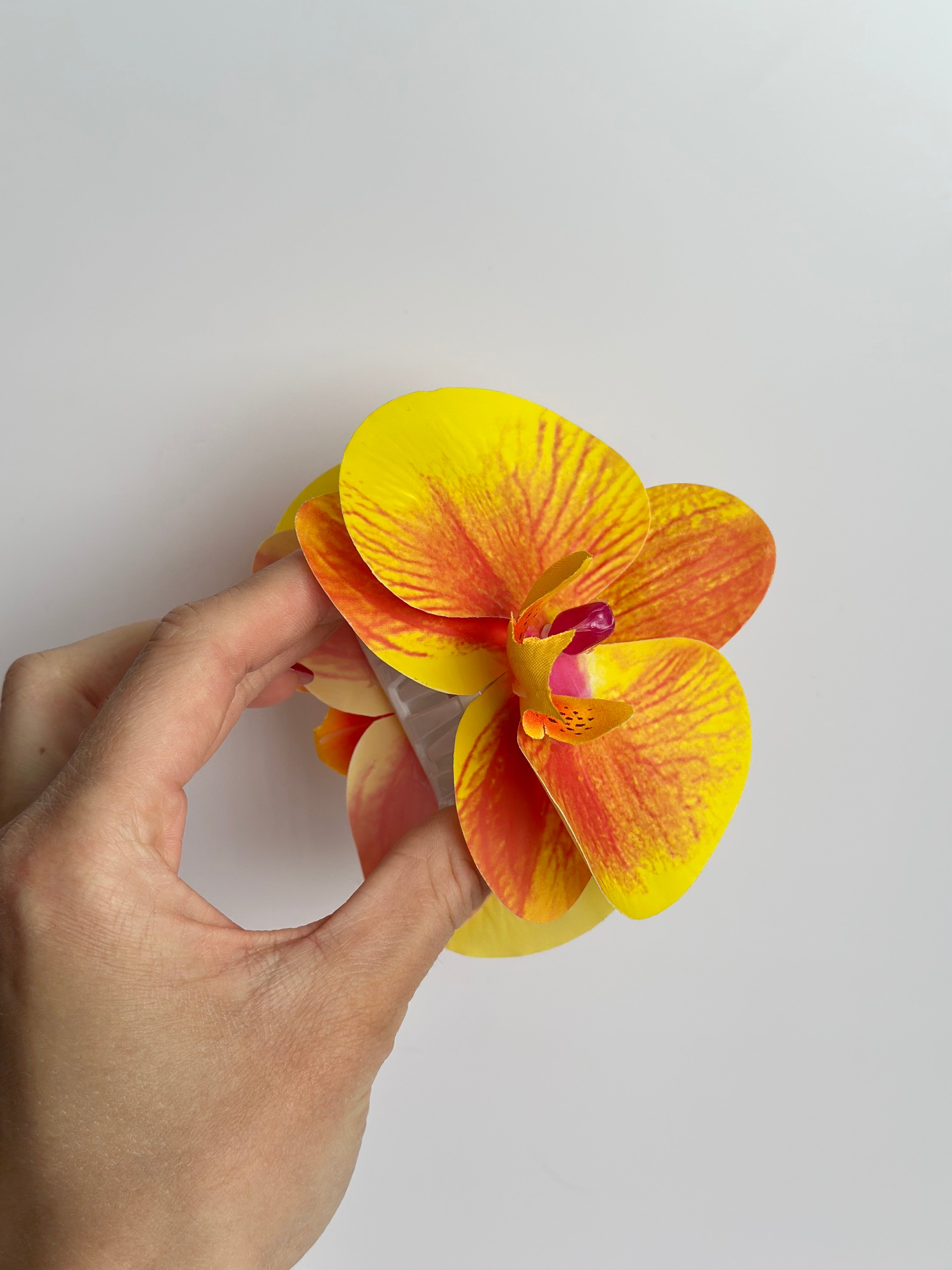 Gylden Orkidé Hårklemme – 5 cm Acetat