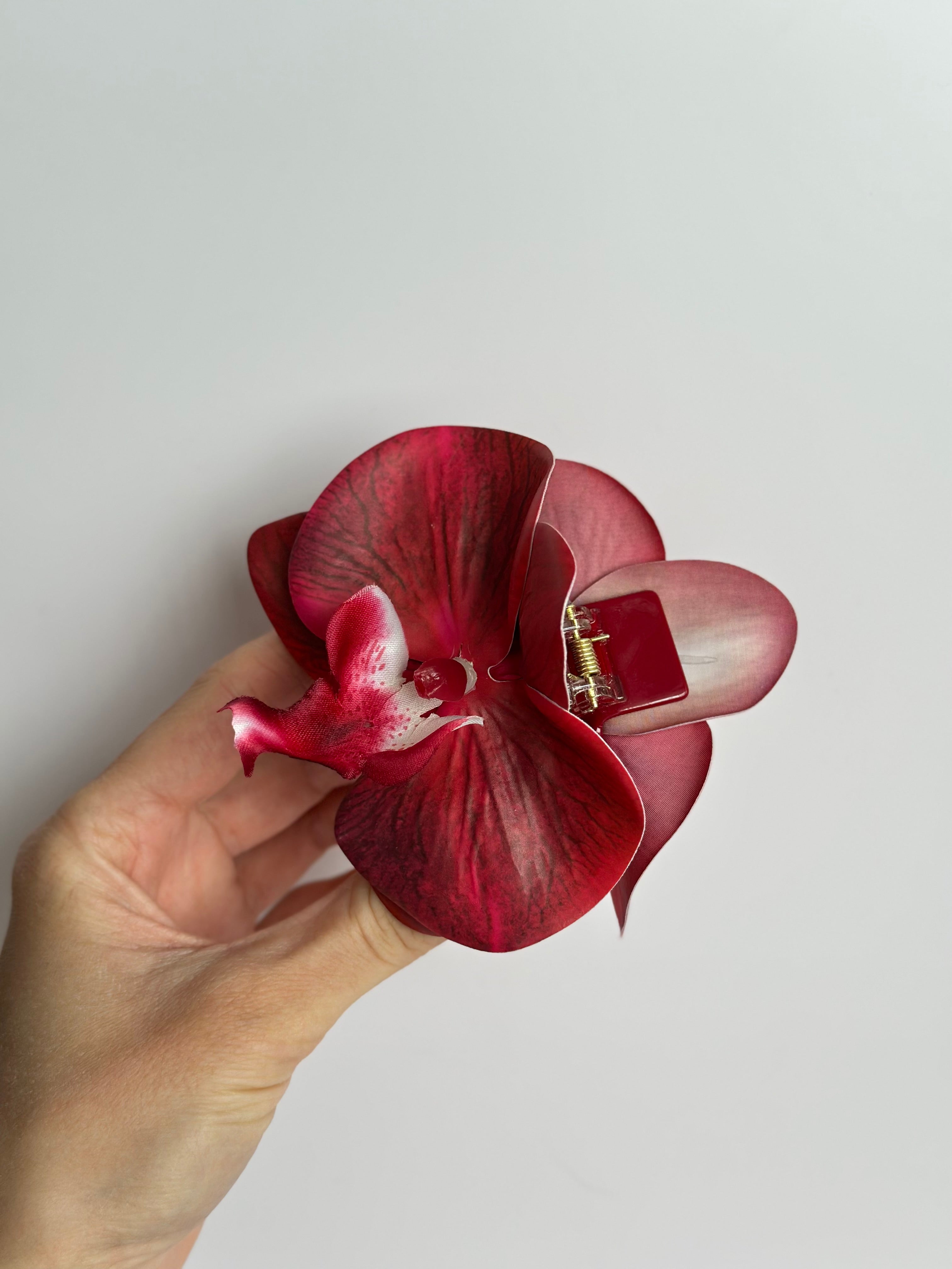 Rød Orkidé Hårklemme – 5 cm Acetat