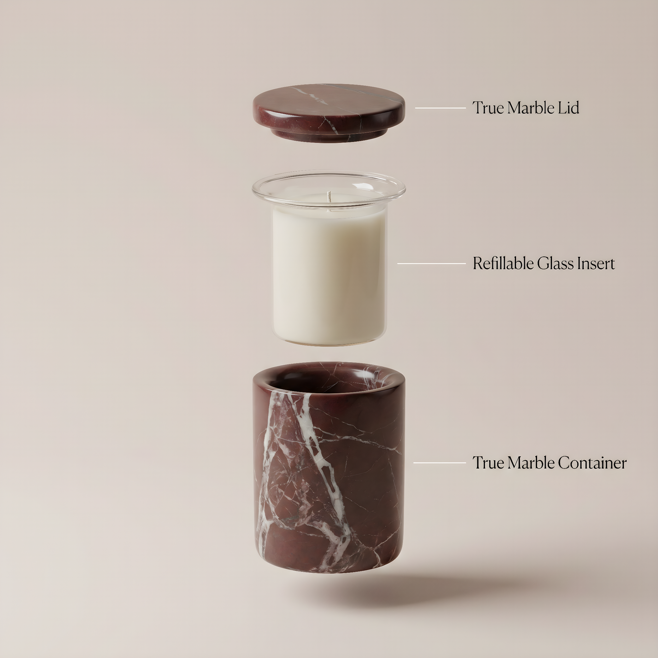 Rosa Levanto Marmor Lysbeholder – Refillbar