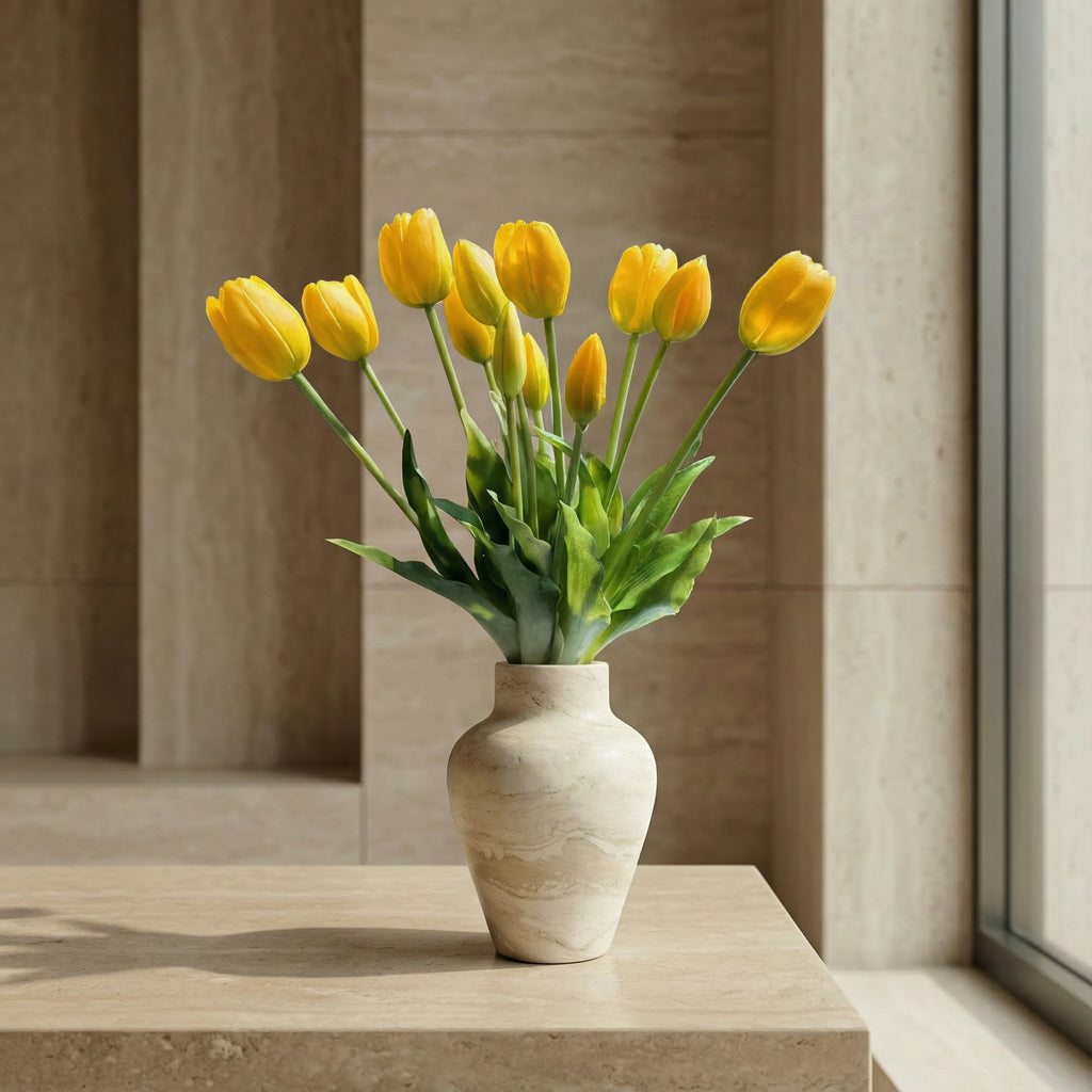 Kunstige tulipaner i vase – Gule tulipaner