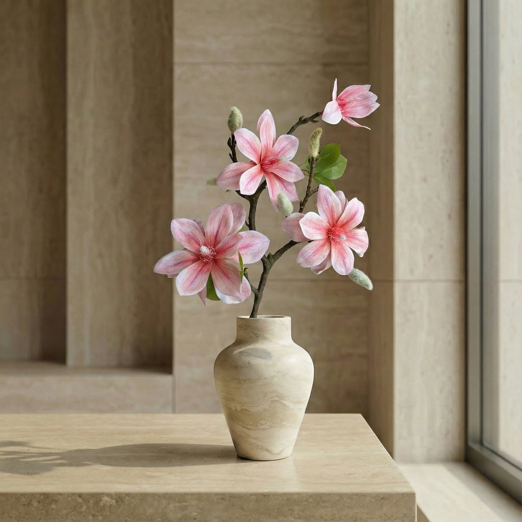 Lyserød Magnolia Gren – Evighedsblomster i Vase