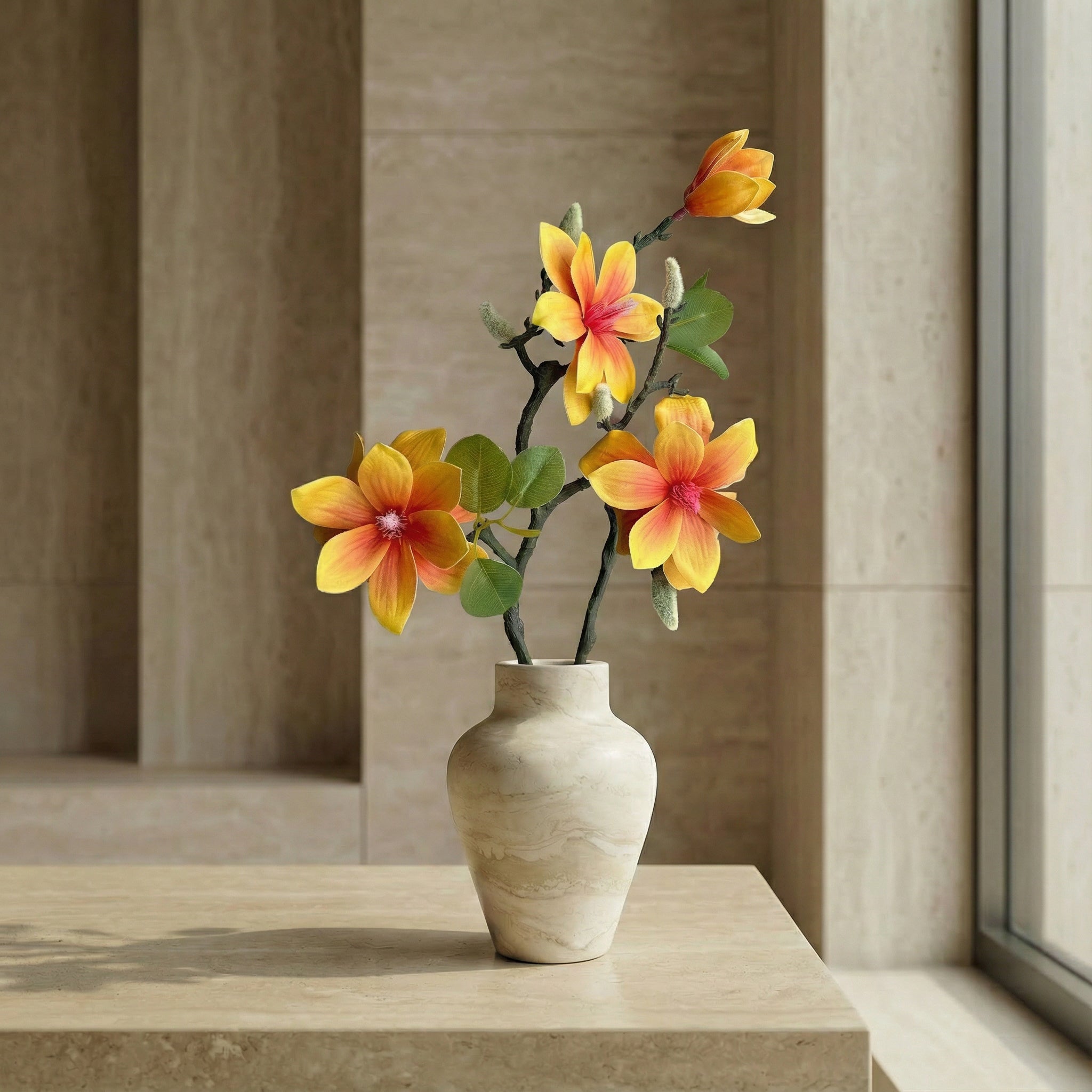 Orange Magnolia Gren – Evighedsblomster i Vase