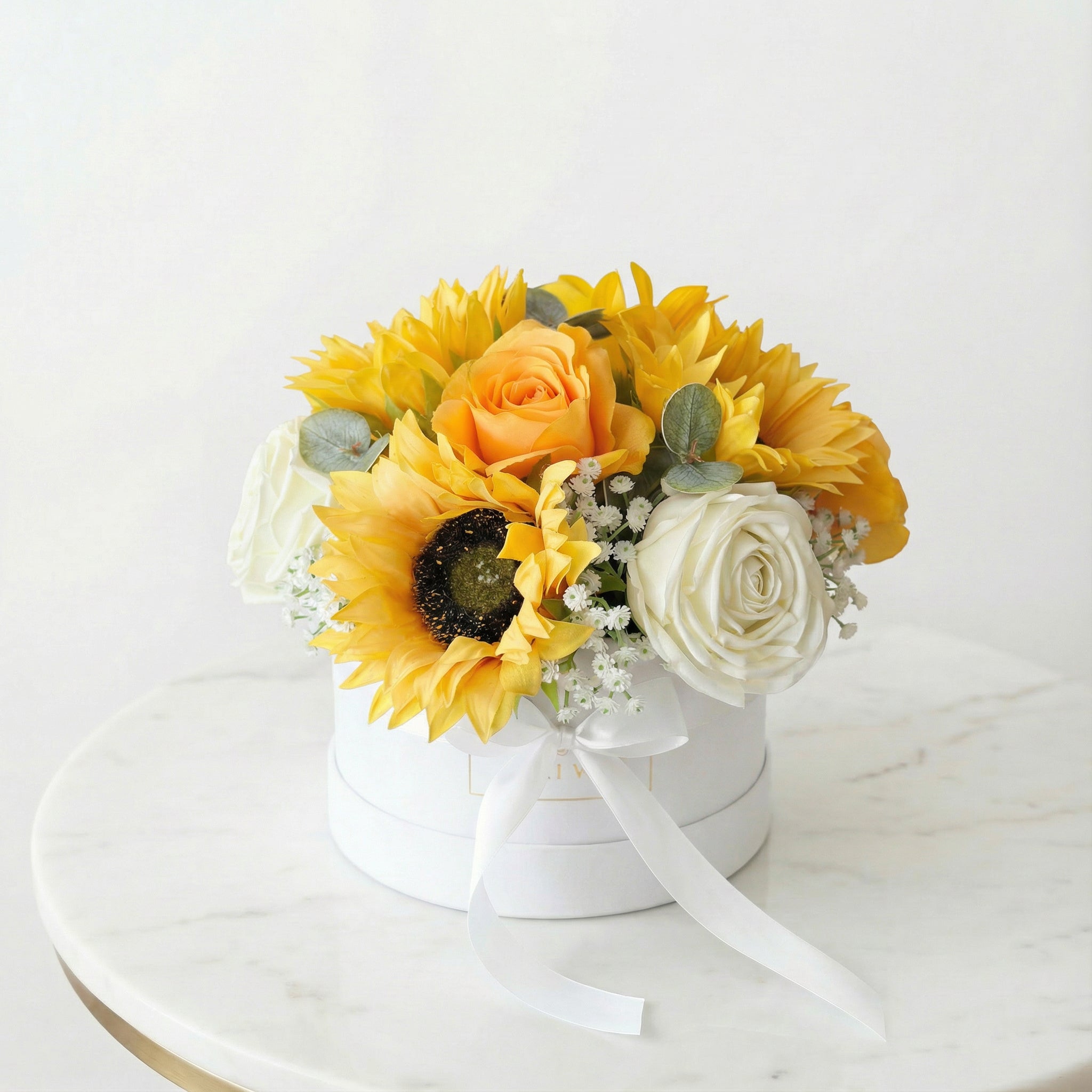 Lumière – Evighedsbuket med Solsikker & Gule Roser