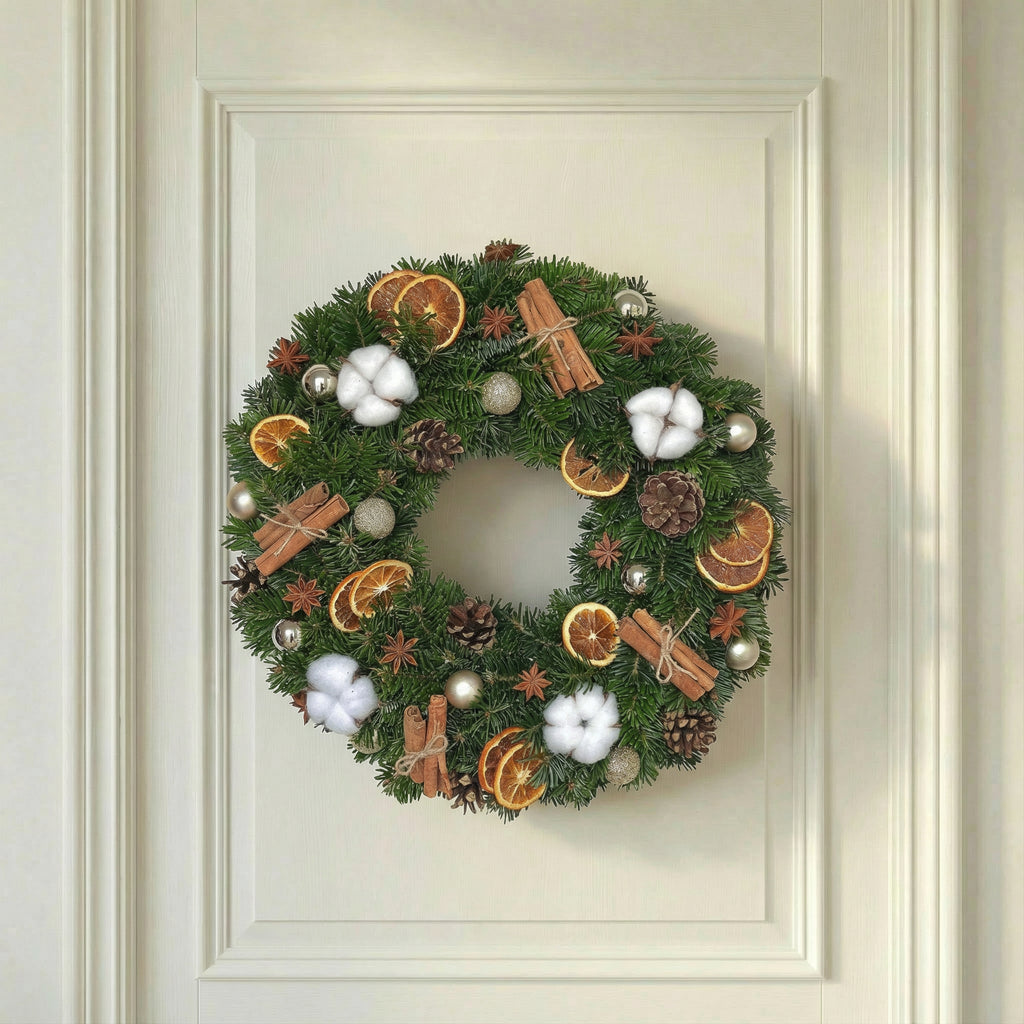 Friskklippet Naturlig Nordisk Julekrans – Kanel & Appelsin