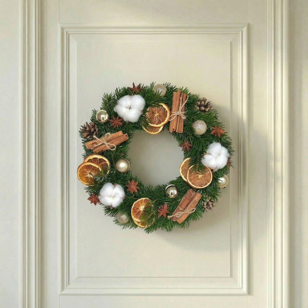 Friskklippet Naturlig Nordisk Julekrans – Kanel & Appelsin
