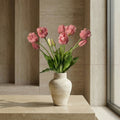 Kunstige papegøjetulipaner i vase – Lyserøde papegøjetulipaner