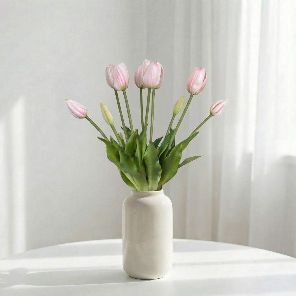 Kunstige tulipaner i vase – Lyserøde tulipaner