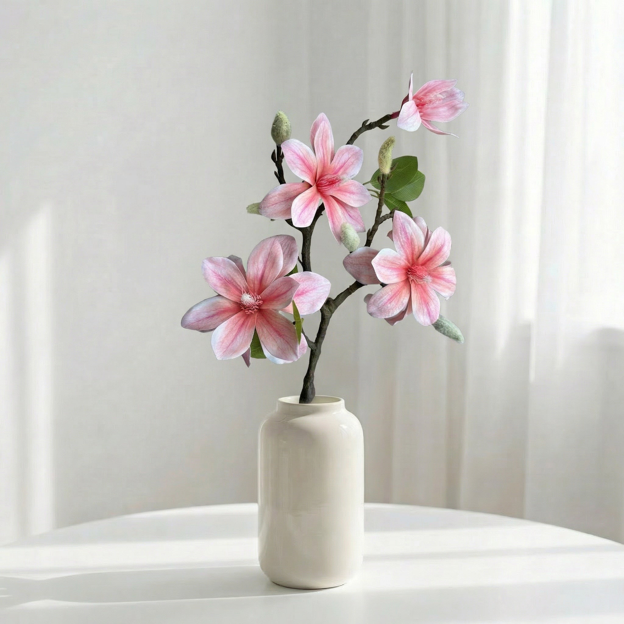 Lyserød Magnolia Gren – Evighedsblomster i Vase