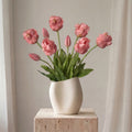 Kunstige papegøjetulipaner i vase – Lyserøde papegøjetulipaner