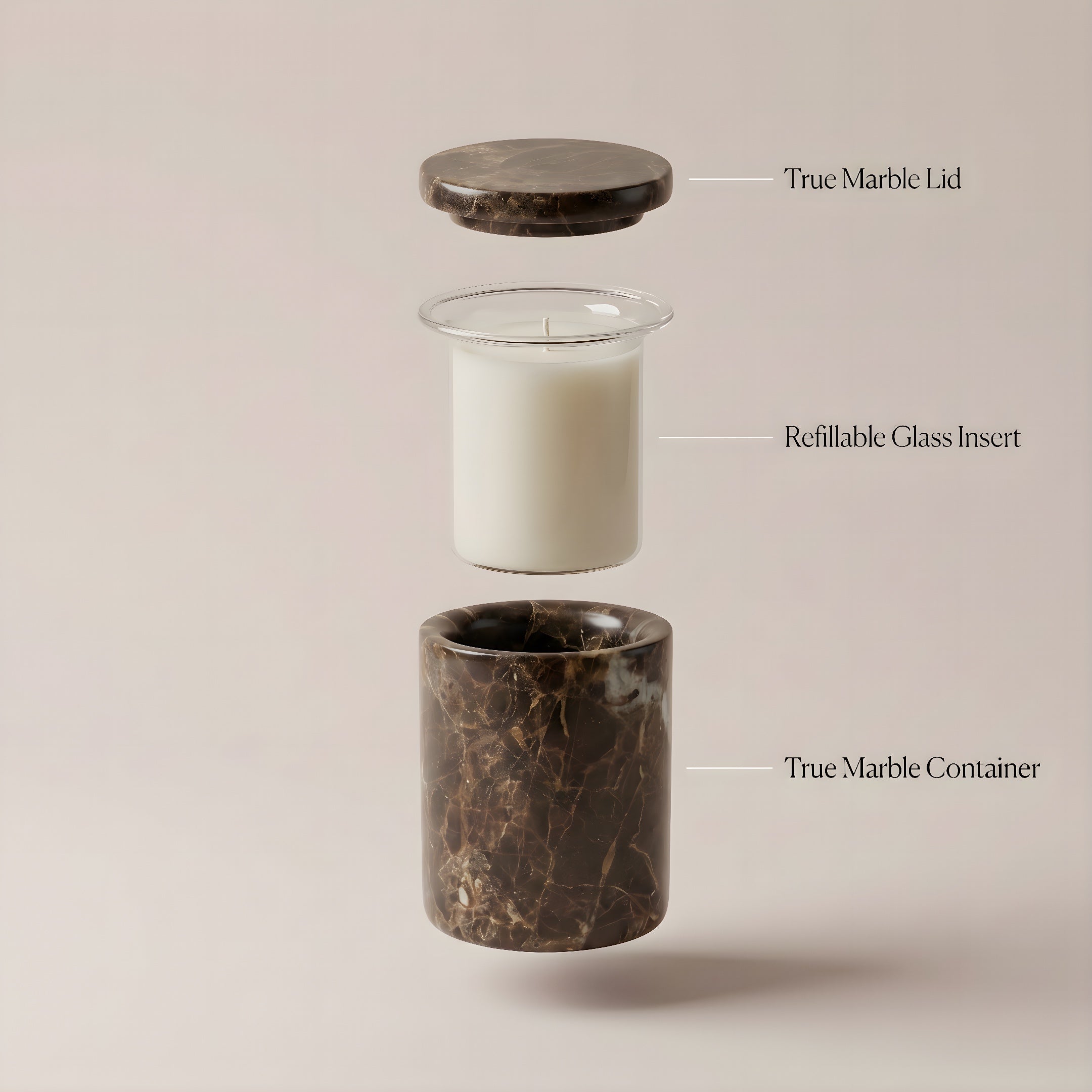 Emperador Brown Marmor Lysbeholder – Refillbar